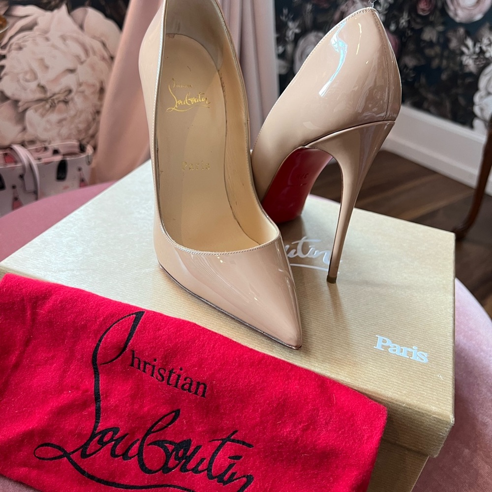 Christian Louboutin SO KATE 120 patent nude size 37.5